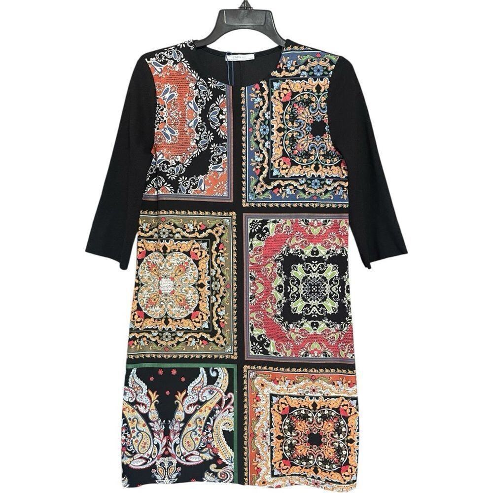 Zara Black Mosaic Shift Dress